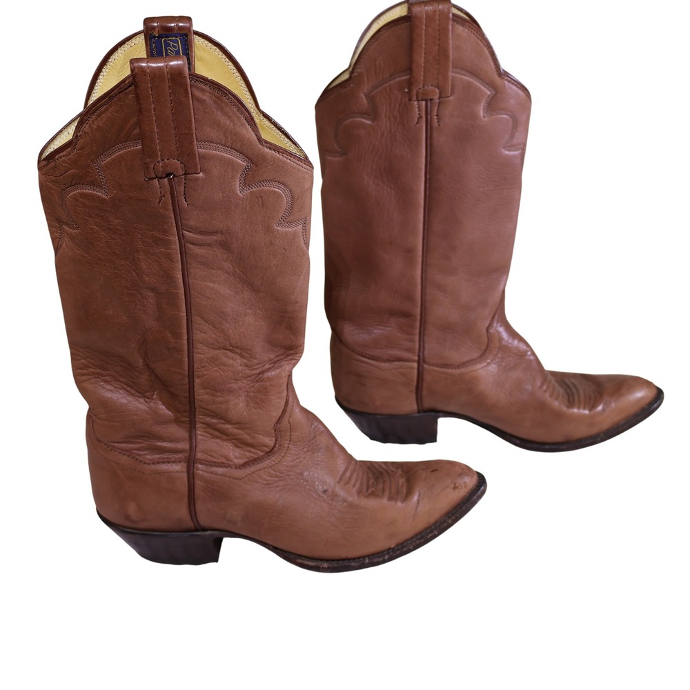 Panhandle Slim Womens 6B Western Cowboy Boots Brown Leather Stitched 81357